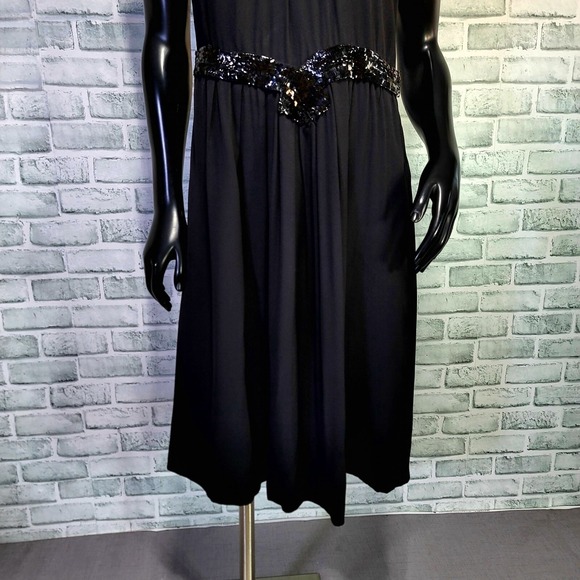 Vintage 40s Rosalinde Gilbert Model Black Cocktail Sheath Dress Sequins England - Picture 7 of 16